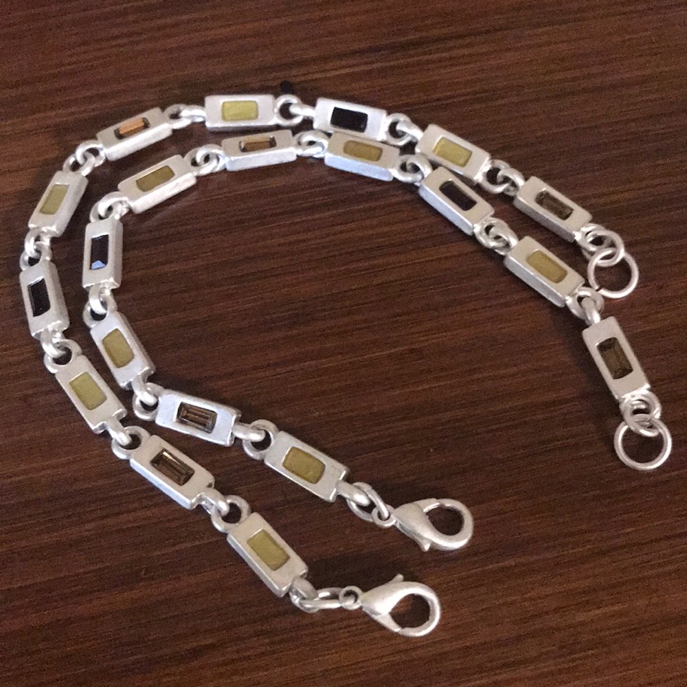 2/$10‼️Multi Color Costume Silver Block Bracelet